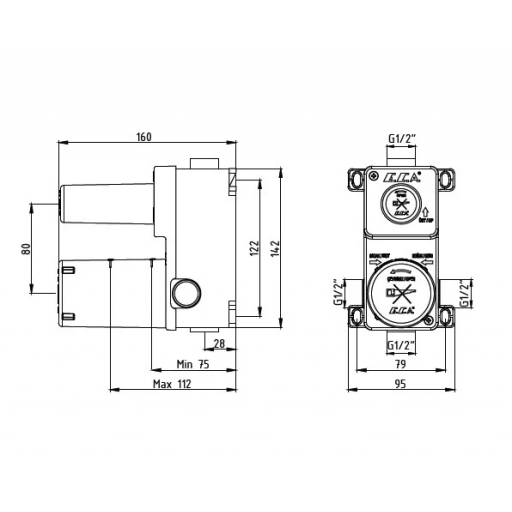 Встраиваемая часть смесителя для ванны E.C.A. 102166201EX
